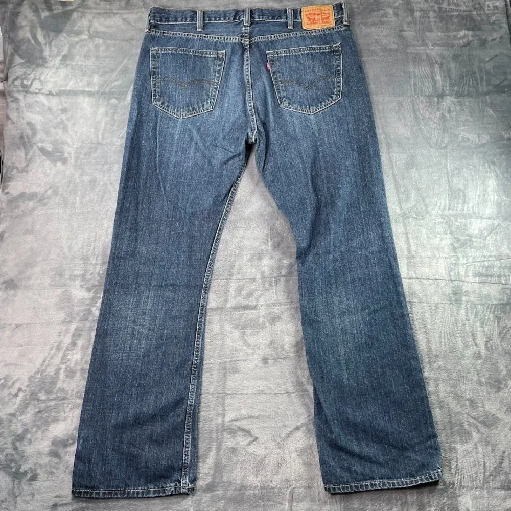 Levi's 527 Boot Cut Jeans Mens Size 38x32 Blue Denim Dark Wash Cotton Cowboy